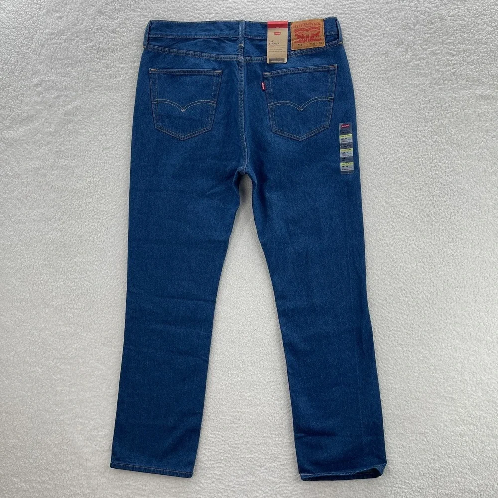 Levis Jeans Mens 36x32 Blue 514 Straight Fit Dark Wash Denim Casual 90s Normcore